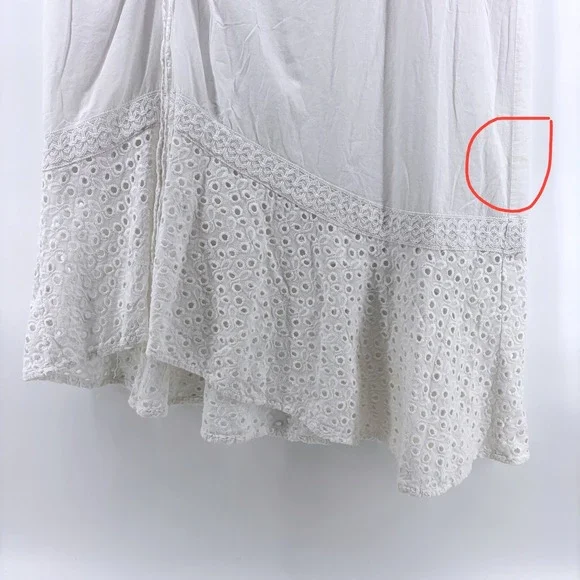 White Lace Cotton Eyelet‎ Maxi Skirt XL Boho Festival Western Prairie Cowgirl - Picture 4 of 8